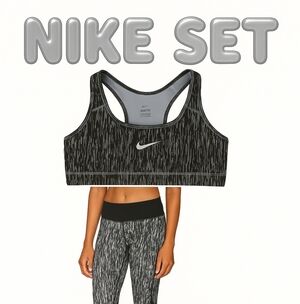 Nike Monochrome Dri-Fit Matching Set (Sports Bra + Leggings) | XL 🩶